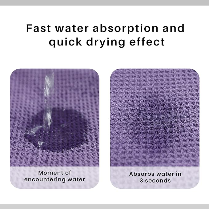 ROLSHOL 2 Pack Microfiber Hair Towel Wrap for Women, 32" x 11" Waffle Weave Hair Plopping Towel for Curly, Long & Thick Hair, Anti-Frizz Hair Turbans for Wet Hair (Deep Purple,Light Purple)