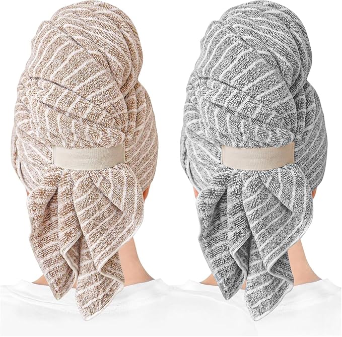 ROLSHOL 2 Packs Large Microfiber Hair Towels for Women, Super Absorbent & Quick Dry Hair Towel Wrap for Curly Hair Long & Short Hair- Anti-Frizz Hair Turbans for Wet Hair - 27.5''*39.4