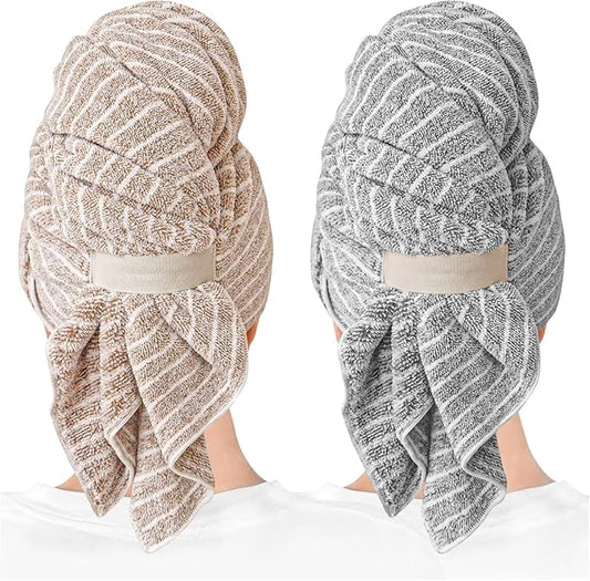 ROLSHOL 2 Packs Large Microfiber Hair Towels for Women, Super Absorbent & Quick Dry Hair Towel Wrap for Curly Hair Long & Short Hair- Anti-Frizz Hair Turbans for Wet Hair - 27.5''*39.4