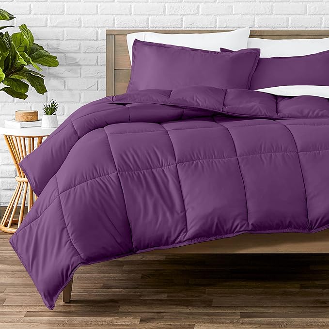 Bare Home Comforter Set - Oversized Queen Size - Ultra-Soft - Goose Down Alternative - Premium 1800 Series - All Season Warmth (Oversized Queen, Plum)