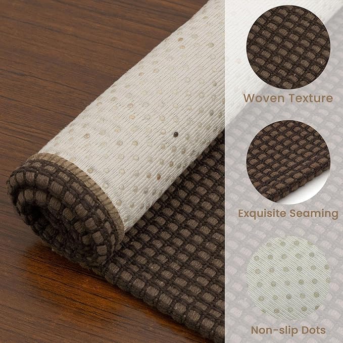 EARTHALL Woven Runner Rug 3x6 Ft Washable Runners for Hallways Wide Non Slip Entryway Rug Braided Kitchen Runner Indoor Floor Carpet for Entryway, Hallway, Kitchen, Bedroom, Brown