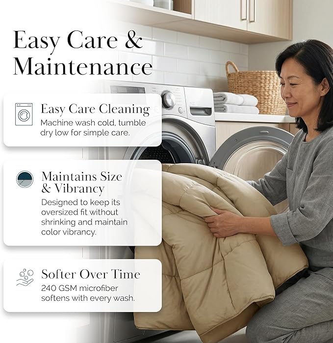 Southshore Fine Living, Inc. Beige Comforter, Twin Size Bedding, Cozy, Down Alternative Fluffy Comforter for Dorm Room, Machine Washable Twin XL Comforters, Pet Hair Resistant Bedding, Soft Sand