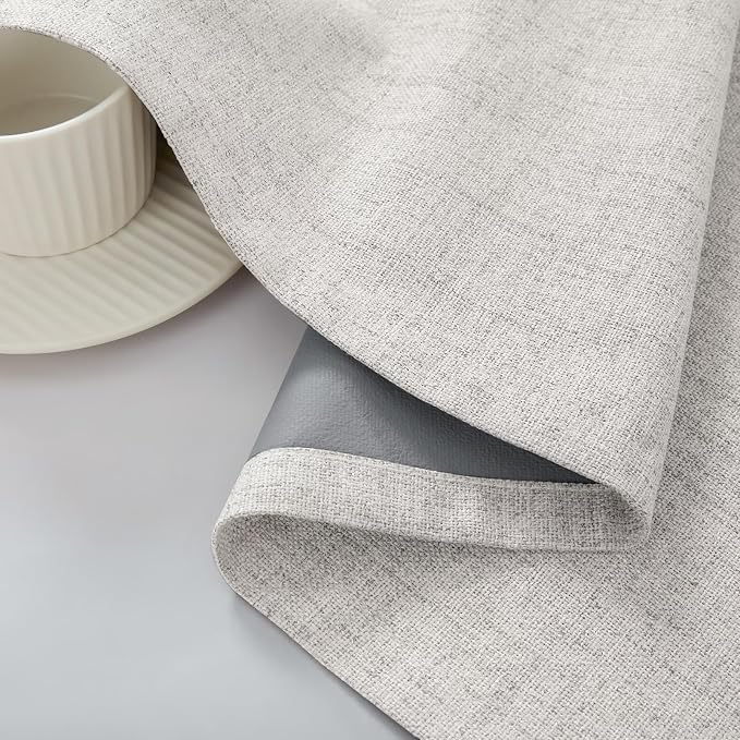 CUCRAF Linen 100% Blackout Curtains 108 Inch Length 2 Panels Set, Back Tab and Rod Pocket Curtain for Living Room Bedroom, Room Darkening Window Drapes Thermal Insulated, (37x108 inch, Greyish White)