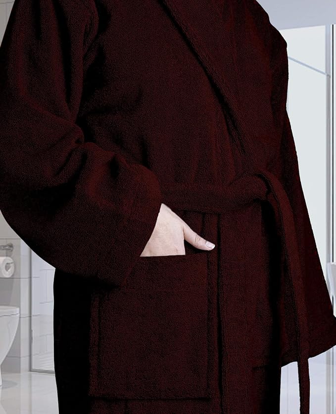 100% Cotton Shawl Collar Bathrobe for Women & Men – Terry Cloth, Lightweight Plush Long Spa & Hotel Luxury Robe