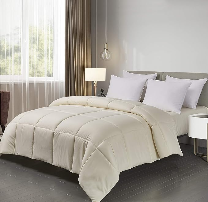 Blue Ridge Home Fashions Microfiber Light Weight Solid Down Alternative All Season Comforter-Hypoallergenic Polyester Fill, Twin, Ivory