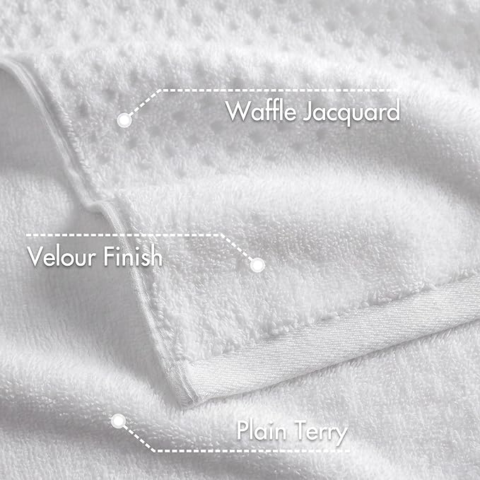Madison Park Spa Waffle 100% Cotton Luxurious Towel Set, Premium Texture Waffle Weave, Highly Absorbent, Quick Dry, Hotel & Spa Quality Wash Clothes for Bathroom, Assorted Sizes, White 6 Piece