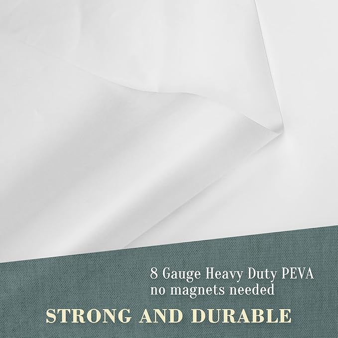 No Hook PEVA Shower Curtain or Liner - 8G Heavy Duty Frosted Bathroom Shower Curtain No Hooks Required, Waterproof Plastic & PVC Free, Standard Size 71 x 74, Frost