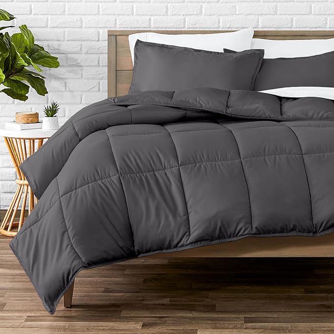 Bare Home Comforter Set - Queen Size - Ultra-Soft - Goose Down Alternative - Premium 1800 Series - Reversible - All Season Warmth (Queen, Forged Iron Grey)