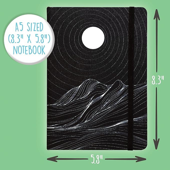 Better Office Products Recycled Plastic Bottle Notebook Journal, 8.3" x 5.8" (A5), 192 College Ruled Pages, Hardcover, Inner Pocket, Banded, Cover Made of Plastic Bottles (1, Black)