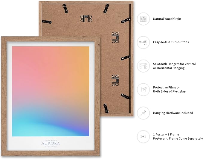 Monem Art Aurora Gradient Abstract Print - Minimalist Geometric Color Field Poster - Wall Decor for Living Room, Bedroom or Office - 12x16 Beige Framed Wall Art by Rs Lab Studio