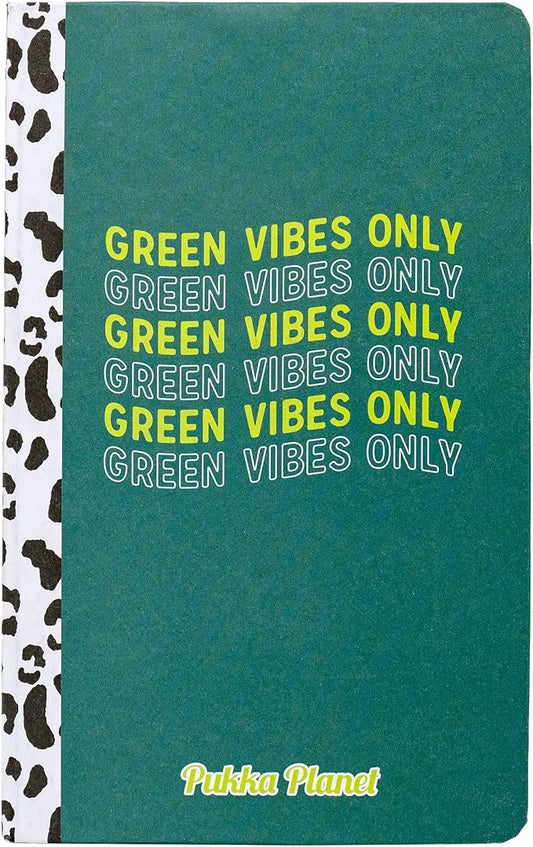 Pukka Pad, Pukka Planet A5 Soft Cover Notebook - Casebound Journal Featuring Acid-Free, Vegan Inks and Glue with Ethically Sourced Recycled Paper, 8.46 x 5.27in - Green Vibes Only