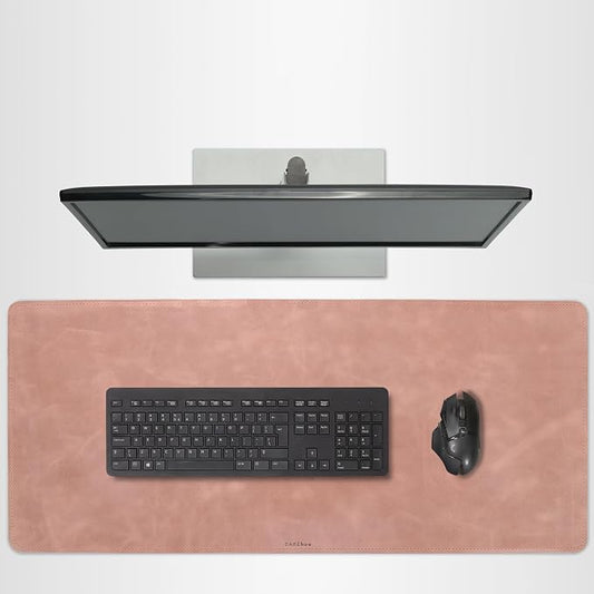 Full Grain Genuine Leather Desk Pad – Rose Pink (XL) - Premium Desk Mat with Non-Slip Backing, Thick 3mm, Office Desk Protector for Work & Gaming (Extra Large 35.4 x 15.7 inch)