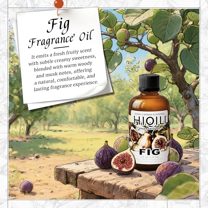 HIQILI Fig Fragrance Oil, DIY Perfume, Add to Bath & Body Products - 30ML | Suitable for Hotel Scent Diffuser, Candle & Soap Making Kit, Add to Skin Care Product, Graduated Dropper Included