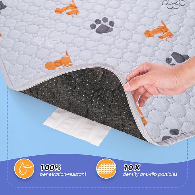 WanpeeGoo Washable Pee Pads for Dogs, 2 Pack Absorbent Reusable Training Dog Pads Pet Puppy Pads, Non-Slip Potty Pads for Whelping, Playpen, Crate, Bed, Orange, 24"x24"