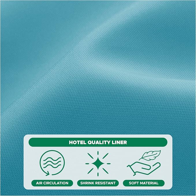 Biscaynebay Hotel Quality Extra Long Fabric Shower Liners 72" Width by 84" Length, Blue Water Resistant Bathroom Curtains Rust Resistant Grommets & Weighted Bottom Hem Machine Washable