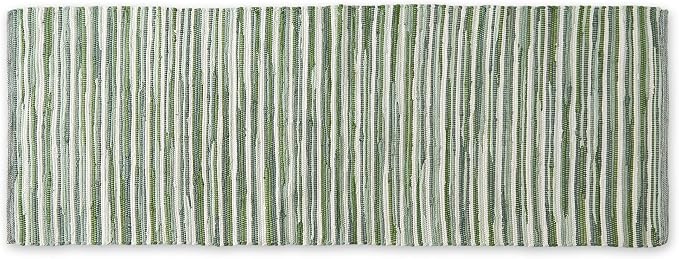 DII Chindi Home Collection Cotton Handwoven Slim Stripe Area Rag Rug, Runner, 2' 3" x6', Jadeite
