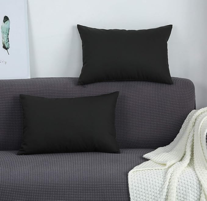TangDepot 100% Cotton Solid Throw Pillow Cover 12x18 Charcoal Gray | 100% cotton, same-color zip, machine wash & air dry. For living room, bedroom, office, car. 42 colors, 59 sizes. Cover only.