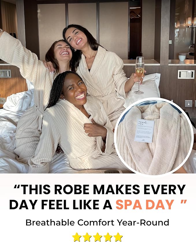 100% Organic Turkish Cotton Bathrobe - Terry Cloth Spa Towel Robe Lightweight Absorbent Shower Robe