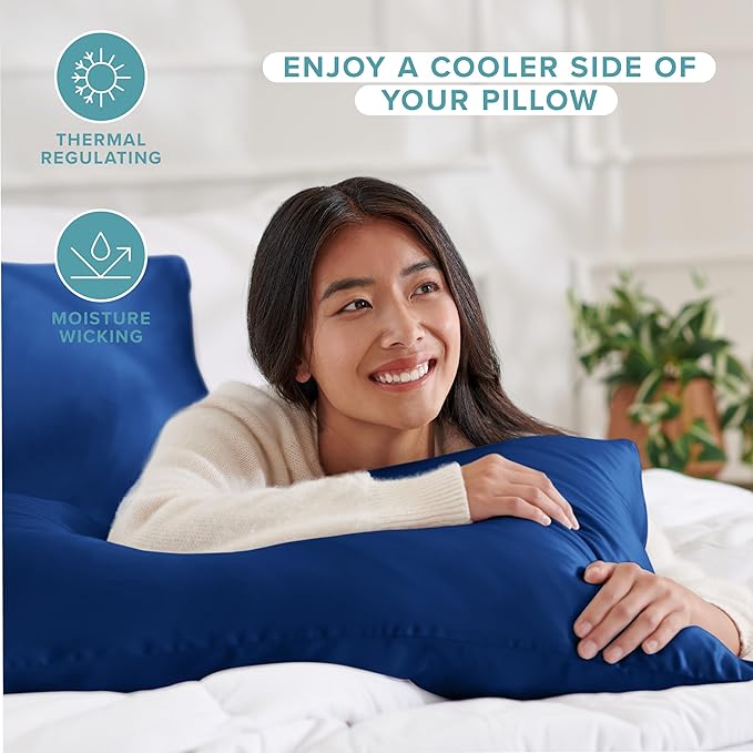 Bare Home 100% Mulberry Silk Pillowcase for Hair and Skin - Ultra Premium 6A Grade 19 Momme Silk Pillow Case - Envelope Enclosure - Breathable Cooling Pillow Cover (King, Dark Blue)