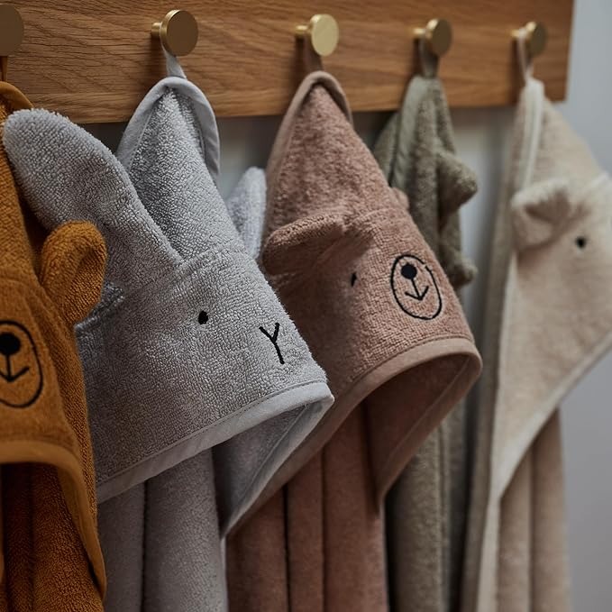 Hooded Baby Towel – 100% Organic Cotton Baby Bath Towels – Baby Boy Newborn Essentials - Super-Soft and Absorbent. (Bear - Baby Blue)