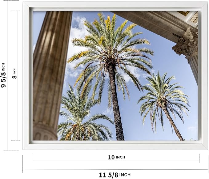 Monem Art Palermo Palm Trees Sicily Print - Tropical European Architecture Poster - Wall Decor for Living Room, Bedroom or Office - 8x10 White Framed CANVAS Wall Art by Mareike Bohmer