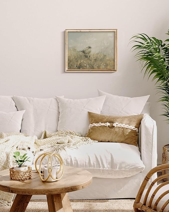 Vodefoad Little Bird Retro Vintage Canvas Wall Art Bird Painting Retro Canvas Wall Art Neutral Farmhouse Decor Blurred Landscape Animal Oil Painting Decor Rustic Nature Canvas Prints Antique Neutral Landscape Oil Painting Vintage Art Pictures for Bedro...