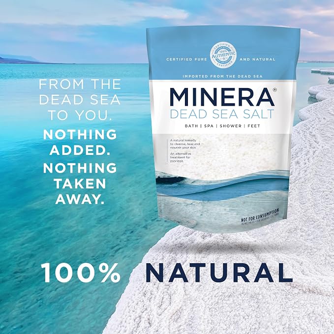 Minera Fine Grain Dead Sea Salt for Bath & Soaking – 2 lbs, Fast-Dissolving, 100% Pure & Natural, Unscented, Skin-Nourishing Sea Salt (Pack of 2)