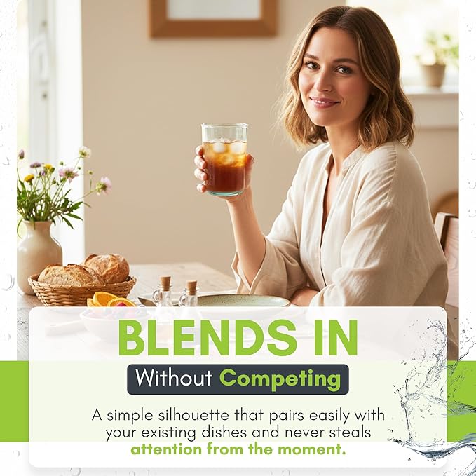 COURONNE CO. Clear Recycled Drinking Glass Tumbler, Perfect for Cocktails, Refreshments & Everyday Use, Restaurant Grade, Crafted without lead-based materials (13.5 Oz, Classico), Pack of 6