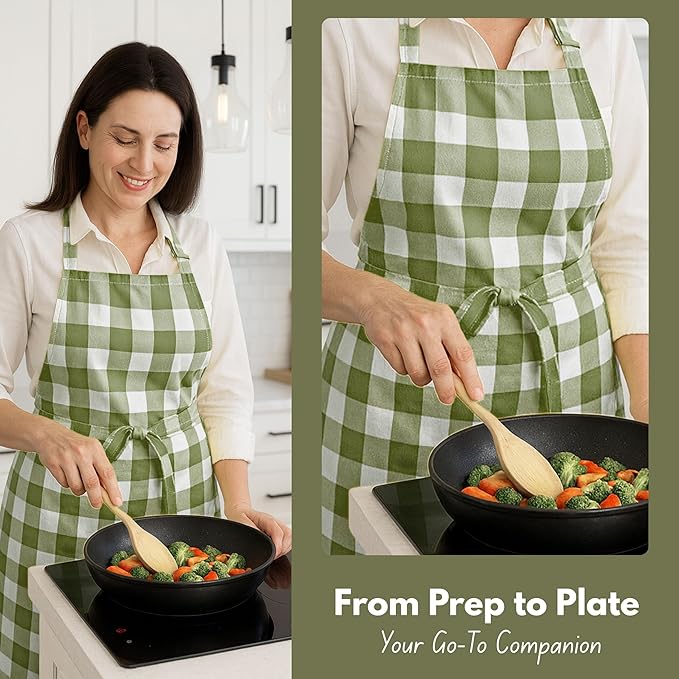 Native Fab Kitchen Apron 2 Pack - 100% Cotton Adjustable, Durable Apron with Pockets, Perfect for Cooking, Baking, Grilling