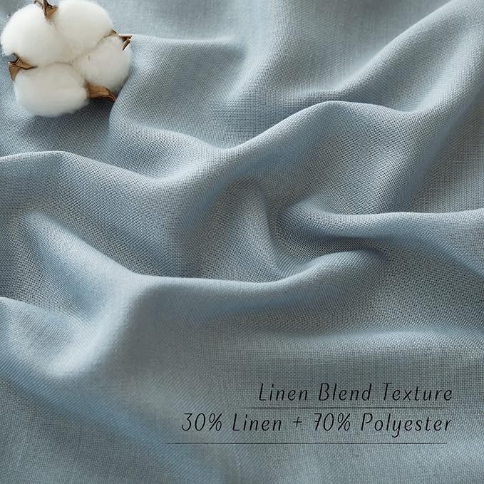 NICETOWN Thick Linen Stone Blue Curtains for Living Room, Rod Pocket & Back Tab Flax Linen Burlap Vertical Drapes Privacy Assured with Light Filtering for Bedroom, W55 x L84, 2 Pieces