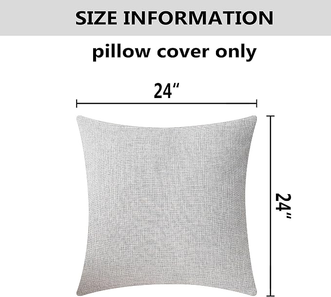 Home Brilliant 24 x 24 Throw Pillows Linen Euro Shams Decorative Pillow Cover for Couch, 24x24 inches(60x60cm), 2 Pack, Light Grey