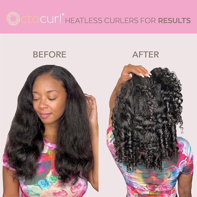 Octocurl No Headband Heatless Hair Curler – Soft Octopus Curling Wrap for Overnight Curls, Spiral, Loose, Beach Waves, Damage-Free Styling for Medium Length Hair (Satin - Pink)