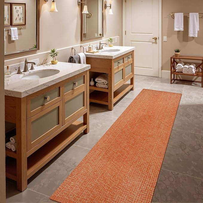 LEEVAN Hallway Runner Rug 2.6' x 8', Terra Braided Kitchen Runner Rug, Washable Woven Reverisible Bathroom Runners, Farmhouse Entryway Rugs, Low-Profile Floor Carpet for Doorway/Laundry Room/Bedroom