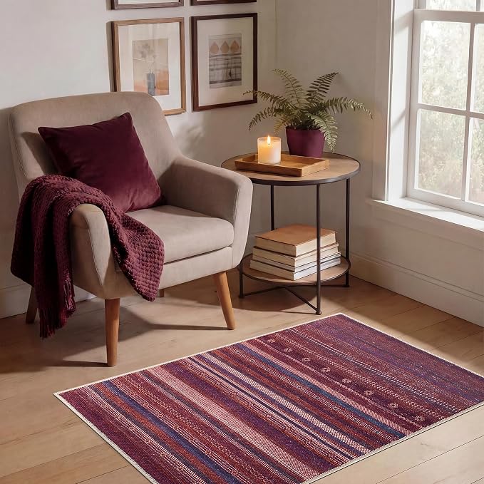Keen Home Design 2x3 Rug - Machine Washable Entry Rug with Non-Slip Backing, Ideal for Enteryway, Kitchen, Bathroom, Laundry Room - Vintage, Easy Clean, Durable, Low Pile Rug - (2' x 3')