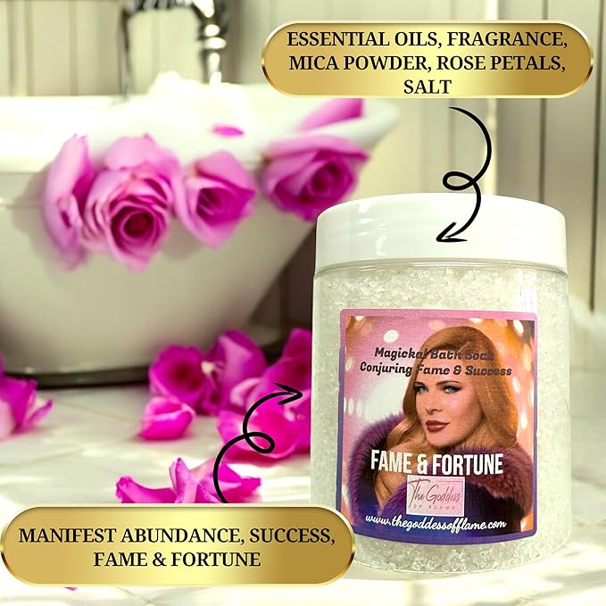 Fame & Fortune Bath Salts – Dead Sea Salt Bath Soak for Abundance, Self Care, Spiritual Cleansing & Ritual Use 12oz