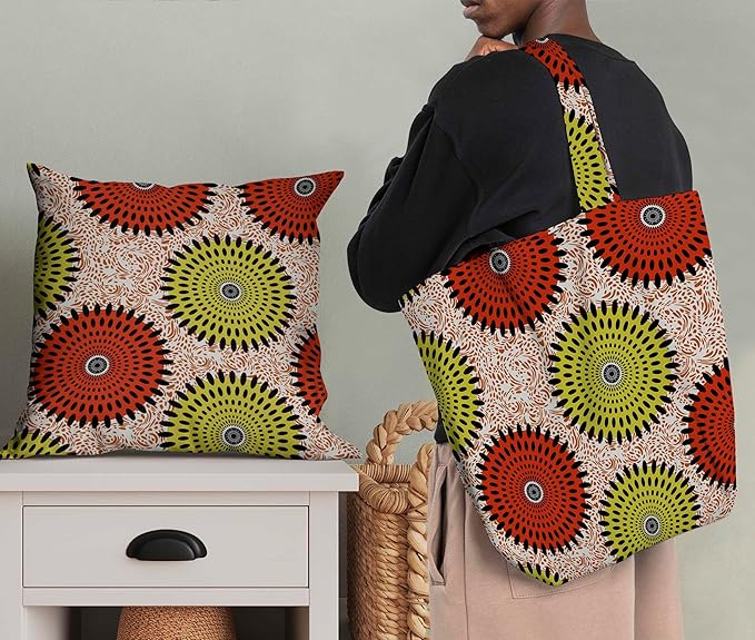 Soimoi African Print - Green, Premium Cotton Cambric Fabric - Medium Weight Material for Quilting, Kurtis, Blouse, Kids Clothing, Tunic, Curtains - 42" Inch Wide, 1 Yard