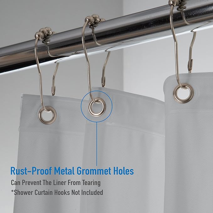 Bath Bliss 2 Pack PVC Heavy Weight Shower Curtain Liner | 4G | 70" x 72" |Rust Resistant Copper Grommets | Magnetic Hem |Grey
