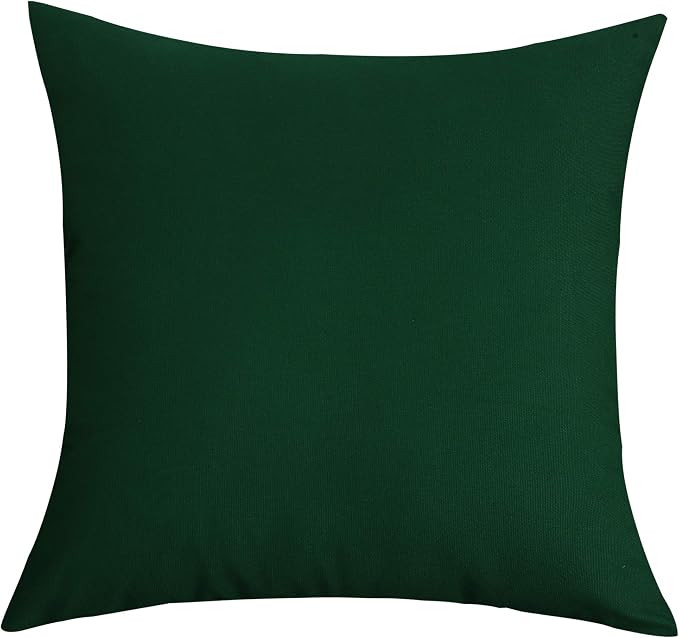 TangDepot Handmade Decorative Solid 100% Cotton Canvas Throw Pillow Covers/Cushion Covers, 45 Colors Available - (20" x20" , Deep Green, 2 Count (Pack of 1)) | 100% cotton, same-color zip, machine wash & air dry. For living room, bedroom, office, car. ...