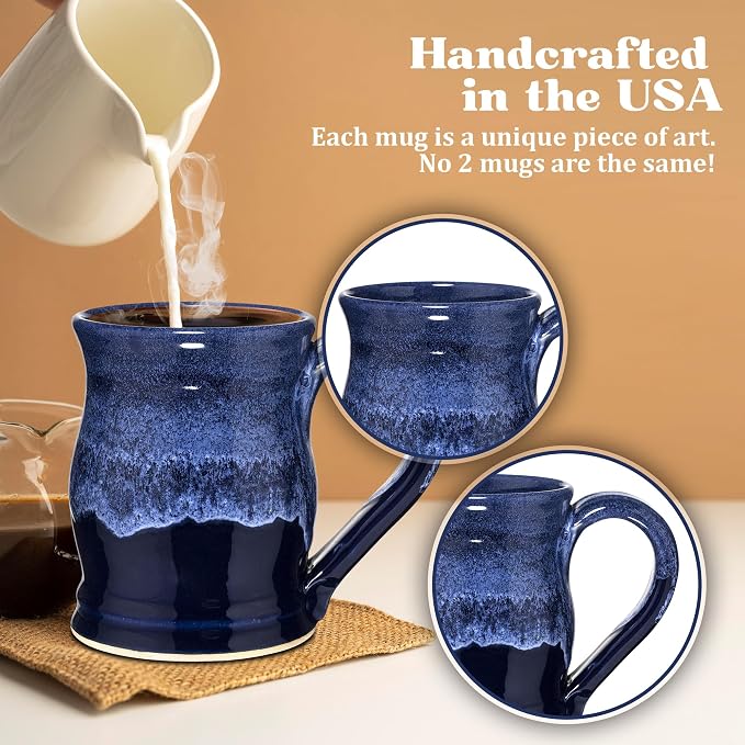 20oz Barrel Coffee Mug Handmade in the USA (Glossy Black/Green)