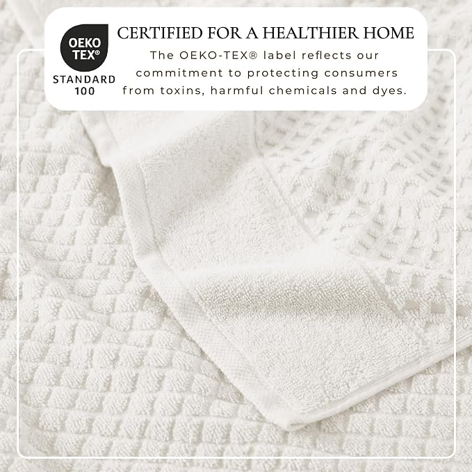 Great Bay Home Hand Towels - 100% Cotton 6 Pack 26x16 Hand Towel Set - Absorbent, Durable, Quick-Dry Towels for Bathroom (Ivory)