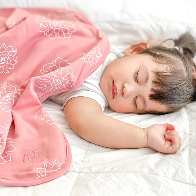 Woolino Toddler Blanket - Merino Wool and Organic Cotton Baby Blanket for Girls and Boys - 4 Season - 52.5” x 40” - Succulent