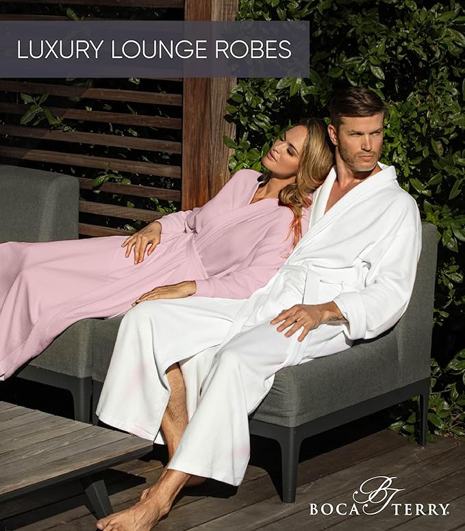 Boca Terry Women's Soft Waffle Knit Robe, Long Spa, Resort & Hotel Bathrobe, Luxury Bath Robe