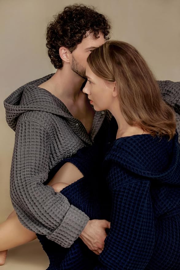 Luxury Organic Japanese Cotton Hotel & Spa Waffle Bathrobe for Men and Women (Hooded/Kimono)