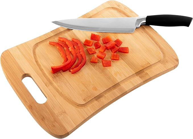 Kitchen Details Large Curved Bamboo Cutting Board, Dual Sided, Ultra Thick Cut Resistant