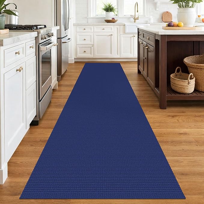 EARTHALL Runner Rug 3x12 Ft Washable Runners for Hallways Extra Long Woven Non Slip Entryway Runner Braided Kitchen Runner Indoor Outdoor Carpet Runners for Entryway, Hall, Foyers, Royal Blue/Navy