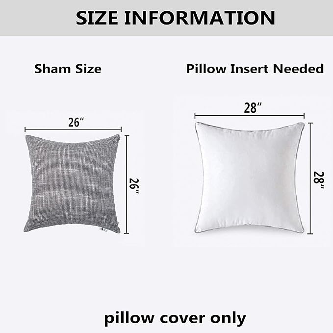 Kevin Textile Decorative Linen Throw Pillow Covers Cushion Case New 2 Tone Star Boho Farmhouse Pillowcases Decorative Cushion Covers for Couch Bed Sofa(26 x 26 Inch,Grey) Set of 2