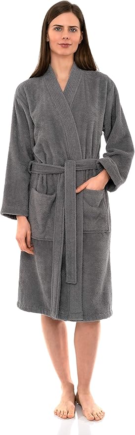 TowelSelections Womens Robe Cotton Kimono Bathrobe for Women Knee Length Terry Cloth Towel Robes for Women XS to 4X