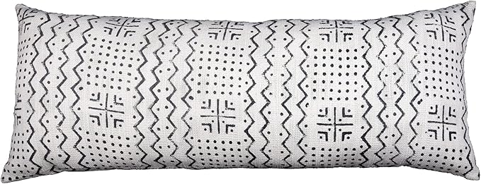 Trade Star 100% Cotton Throw Pillow Cover Authentic Mudcloth Cushion Cover Highly Durable Cushion Cover Large Body Indian Modern Living Room Decor for Bed (Ivory ALMA 14X36 INCHES)
