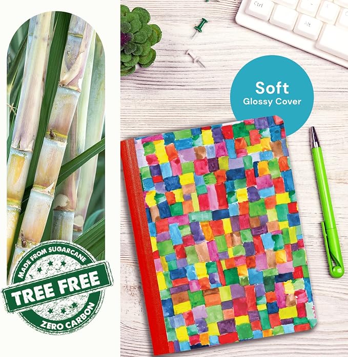 Composition Notebook, Sewn Eco-Friendly & Carbon Neutral Tree Free Paper Composition Book, 7.5” x 9.75”, 100 Sheets (Color Blocks)
