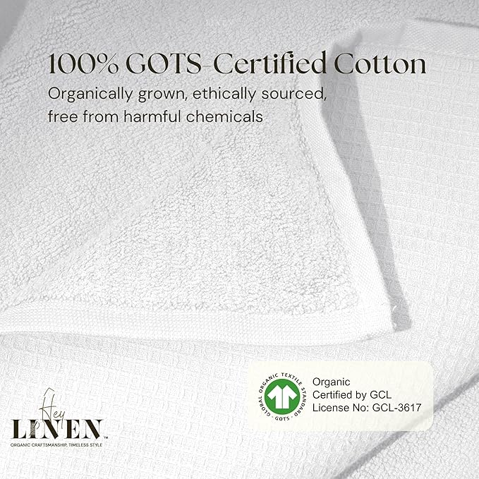 100% Organic Cotton Bath Sheet Set of 2 | Luxury 650 GSM Beach & Spa Towel Sheet | Soft Extra Large Quick Dry Towel for Bathroom | Waffle Terry Weave | White 35x70